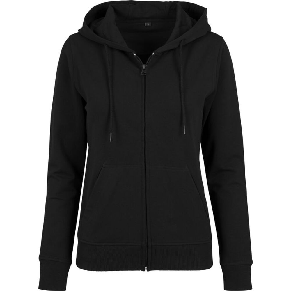 Build Your Brand Womens/Ladies Terry Zip Hoodie / Black
